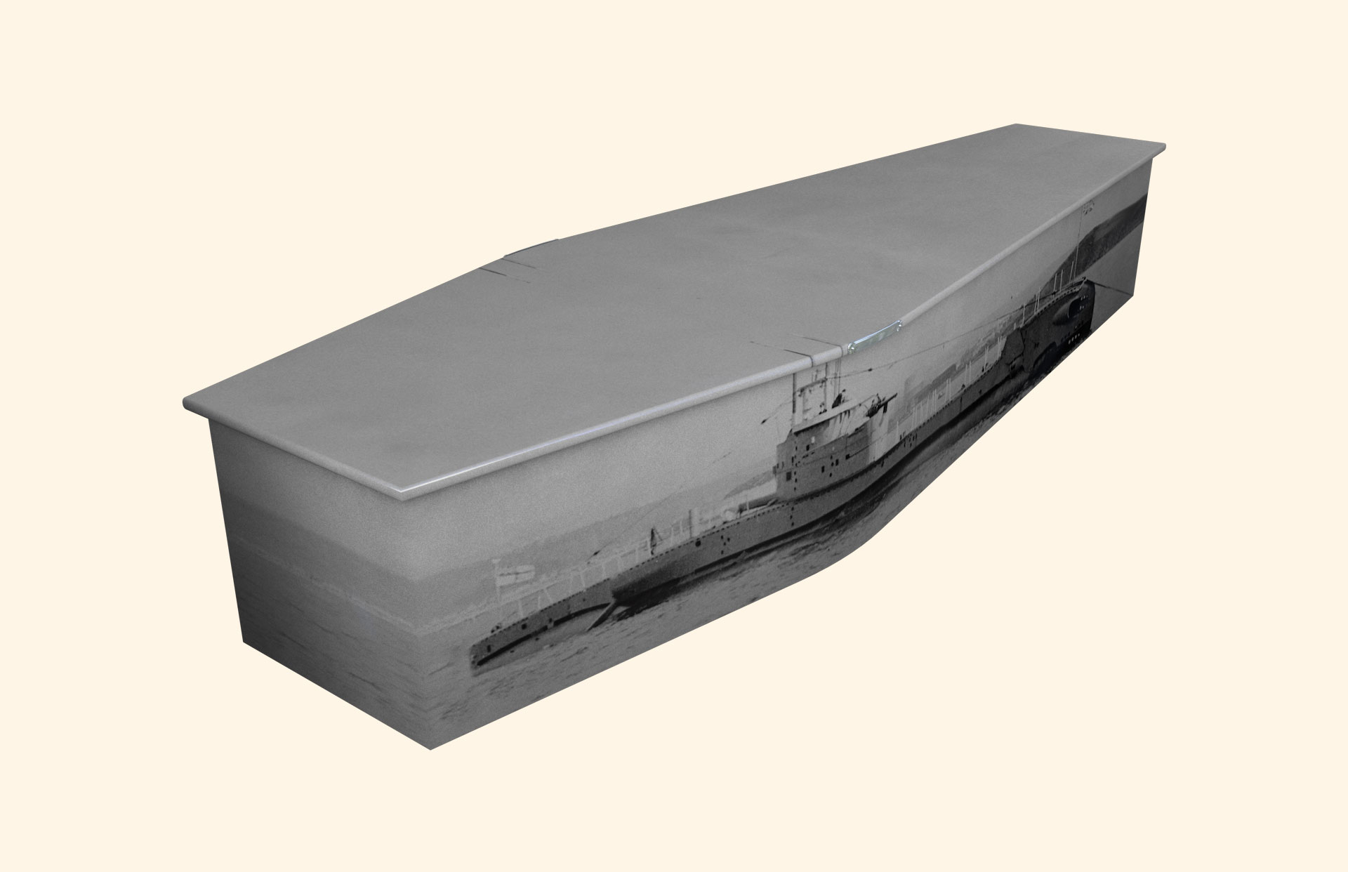 The Submarine design on a traditional coffin